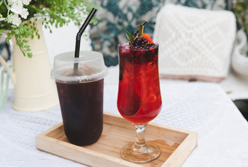 Ice cold berry fruit tea drink.