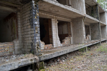 Totally marauded and vandalised sanatorium near the road to Chernobyl Area.  Kiev region. 