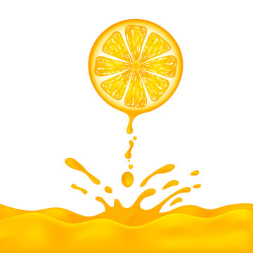 Fresh orange with Droplet orange juice on background. vector illustration