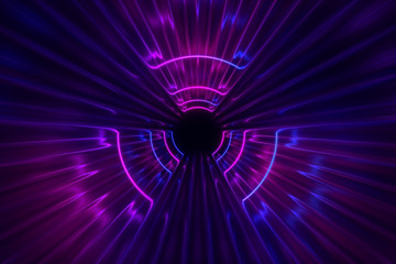 Fantastic corridor under neon lights 3d illustration