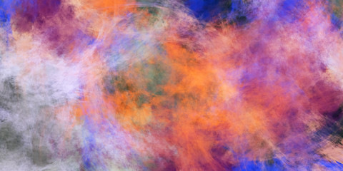 Abstracte blauwe en oranje fantastische wolken. Kleurrijke fractal achtergrond. Digitale kunst. 3D-rendering.