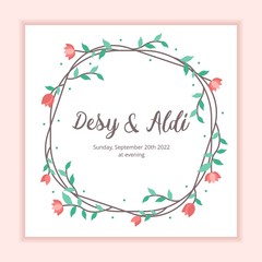 Floral frame wedding invitation card template