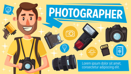 Photographer or photo journalist with equipment