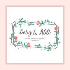 Floral frame wedding invitation card template