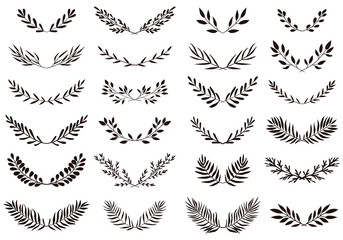 Collection of laurel wreaths, black and white wedding design