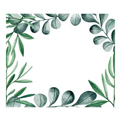  Watercolor flower illustration. Composition, frame, wreath, Individual elements
