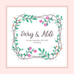 Floral frame wedding invitation card template