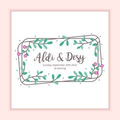 Floral frame wedding invitation card template