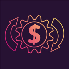 Convert dollar exchange icon.Money transfer.Mobile application.USA currency.Vector isolated flat illustration gradient.