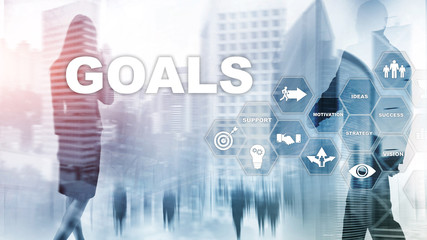 Fototapeta na wymiar Target Goals Expectations Achievement Graphic Concept. Business development to success and growing growth.