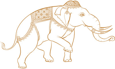 elephant in Thai traditional painting vector