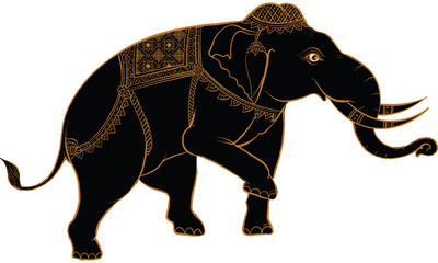 elephant in Thai traditional painting vector