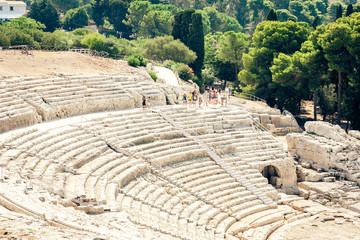 Greek Theatre of Syracuse (Siracusa), ruins of ancient monument, Sicily, Italy.
