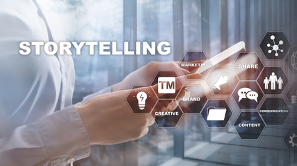 Storytelling. Story Telling Financial Business concept. Abstract blurred background.