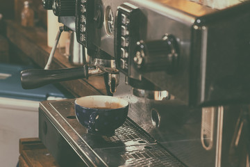 Professional Coffee Machine After Use in the Resturant.