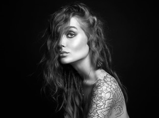 Beautiful sexy blonde Girl with Tattoo