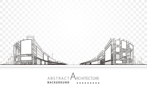 3D illustration architecture building abstract background. © yewkeo
