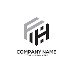fh initial logo name, hexagon vector letter design