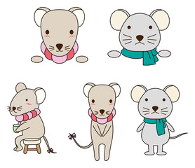 オスとメスのネズミペアのイラスト