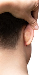 Fototapeta premium wound in the ear of a child