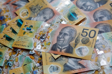 Australian fifty dollar banknote. The new 2019 issue bill is designed to deter counterfeiting, the...