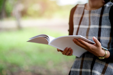 Hand and book of young women Is reading books for education Education concept
