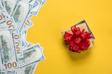 The silver picture is placed on a yellow background. Success, business concept With copy space