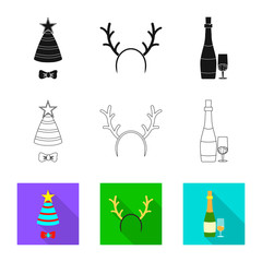 Isolated object of party and birthday logo. Collection of party and celebration stock vector illustration.