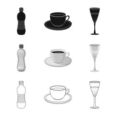 Vector design of drink and bar logo. Collection of drink and party stock vector illustration.