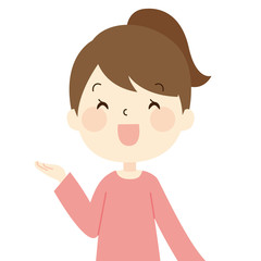 片手を上げる女性