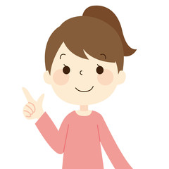 片手を上げる女性