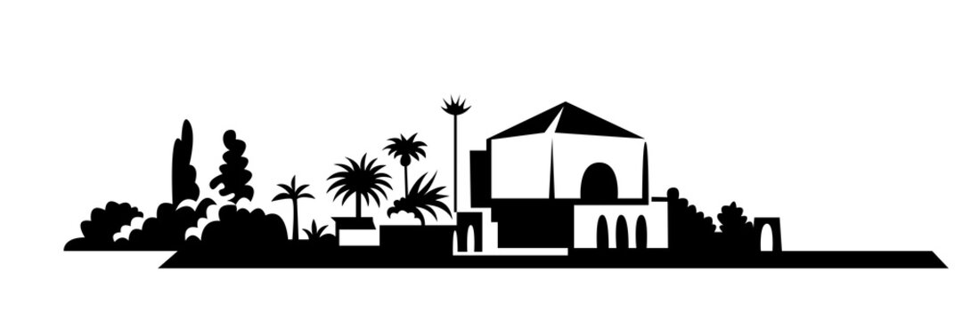 black and white landscape silhouette clip art preview