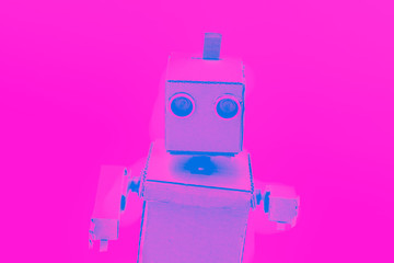 robot with hands duotone effect. artificial intelligence