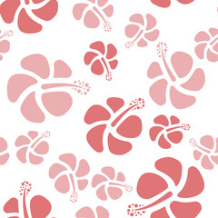 Tropical hibiscus plumeria floral plant exotic vector beach wallpaper seamless pattern textile print .Colorful botanical illustration in hawaiian style. Jungle foliage.