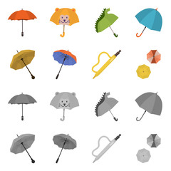 Obraz premium Isolated object of protection and closed logo. Set of protection and rainy vector icon for stock.