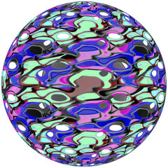 3D Bild, Kugel bemalt, transparenter Background