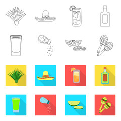 Vector design of cafe and Latin sign. Collection of cafe and national vector icon for stock.