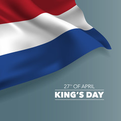 Netherlands happy King's day greeting card, banner, horizontal vector illustration