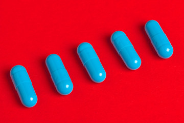 Medical pills or tablets close up view