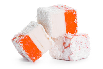 Tasty Turkish delight isolated on white