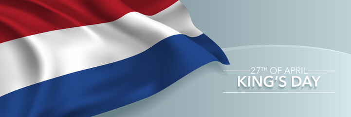 Netherlands happy King's day vector banner, greeting card.