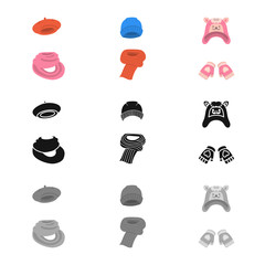 Vector design of clothes  and texture symbol. Collection of clothes  and weather  vector icon for stock.