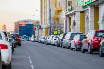 Moscow, Russia - April, 5, 2019: Moscow car's parking