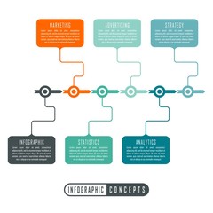 Infographic timeline template can be used for chart, diagram, web design, presentation, advertising, history. Vector infographic illustration