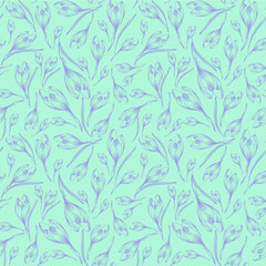 Floral ornament pattern 21. Seamless vector background. Spring crocus flower. Graphic pattern for fabric, wallpaper, packaging.