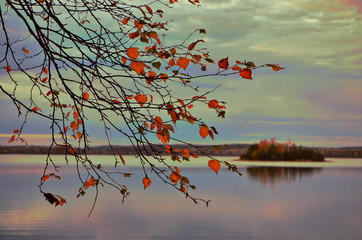 Autumn evening on the lake Big Kisegach (southern Urals).