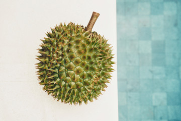 Durian in the garden on white background