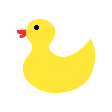 Yellow Rubber duck flat vector icon isolated on white background