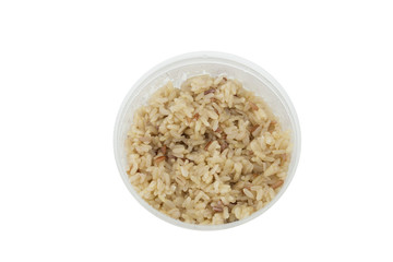 Brown rice isolated on white background.Clipping path.