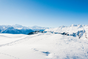 Naklejka premium Riederalp, Moosfluh, Matterhorn, Wallis, Alpen, Walliser Berge, Winter, Wintersport, Schweiz